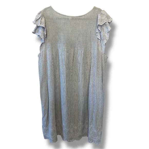 Old Navy Relaxed Fit White & Light Blue Striped Dress with Embroidered Detail - Picture 2 of 7